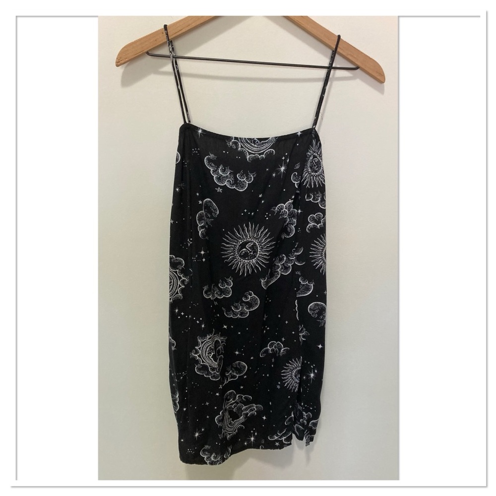Motel Datista Celestial Print Slip Dress Black White Size Small